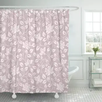 

Shower Curtain with Hooks Gray Feminine Abstract with Roses Floral Flower Romantic Pretty Spring Birthday Fall