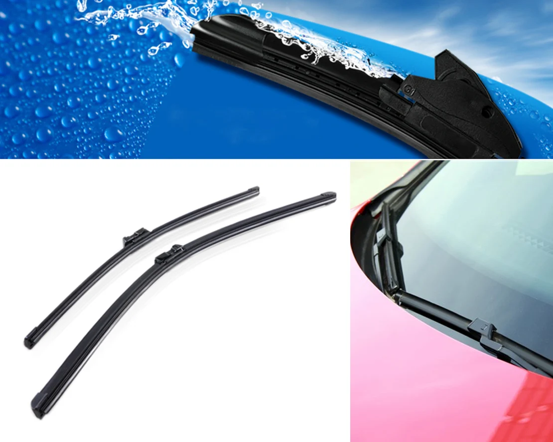 DWCX 24"+19" Frameless Steel Rubber Rain Window Windshield Wiper Blade