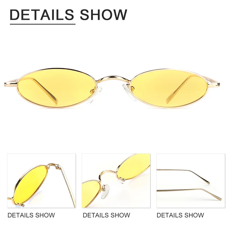 Cyxus винтажные тонкие Овальные Солнцезащитные очки маленькая металлическая оправа поляризованные линзы яркие цвета-1999