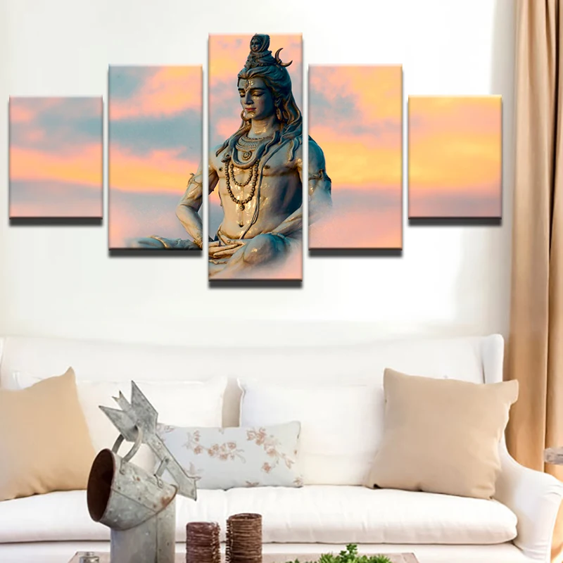 Canvas-Poster-For-Living-Room-Wall-Art-Modular-Pictures-5-Pieces-Great-India-Deities-God-Siva (1)