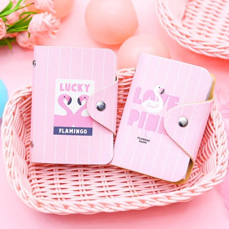 

Cartoon Flamingo Credit Card Travel Bus Pass Bank Card Holder Protector Wallet