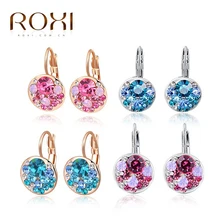 ROXI Stud Earrings for Women Statement Rose Gold Blue Crystal Zircon Wedding brincos earings fashion jewelry bijoux femme Z35