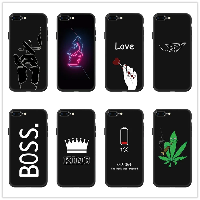 

Cool man BOSS KING LOVE art Painted black Soft Silicone TPU Back Cover For iPhone X XS XR 6 6S 7 8 Plus 5 S SE Phone Case Coque