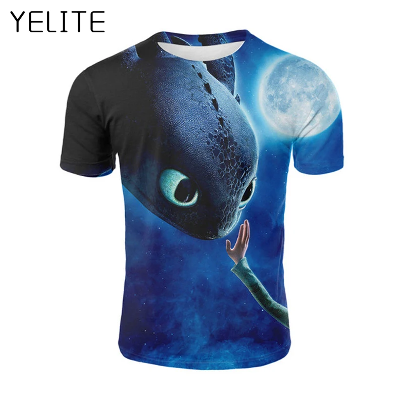 YELITE/2019 футболка с 3D принтом из аниме Как приручить дракона топы футболки коротким
