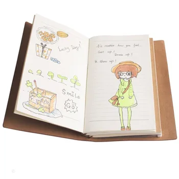

Portable 16.5 x 9.5cm Kraft Paper Notebook Blank Dot Grid Notepad Diary Journal Traveler's Refill Planner Organizer Filler Paper