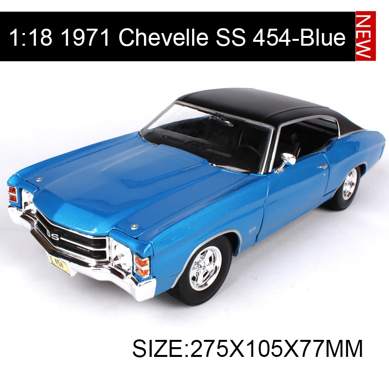 Maisto 1:18 литая под давлением машина Chevy Chevelle SS 454 спортивные синие автомобили из сплава автомобиля металлические коллекционные модели игрушки для подарка