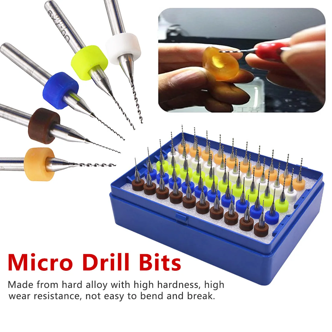 

Milling Drilling Tool Circuit Board Engraving Tool 50pcs Tungsten Carbide PCB Bit Set 0.5 + 0.6 + 0.7 + 0.8 + 0.9mm