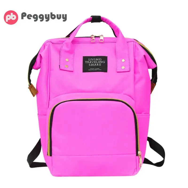 Большой Ёмкость Оксфорд ткань мама Материнство сумка для будущих мам пеленки мешок Bolsa контрастного цвета Детская сумка дорожный рюкзак дизайнерская для кормления - Цвет: Розовый