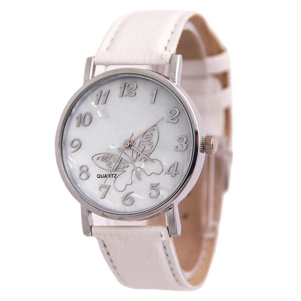 Новые модные кварцевые часы для женщин и девушек с тисненым ремешком и бабочкой, женские наручные часы-браслет, Reloj Mujer, женские часы