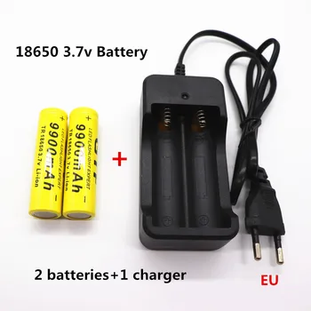 

Daweikala 2pcs/Lot 2019 New 18650 3.7v battery 9900mAh Rechargeable battery Flashlight battery+1 charger+free shipping
