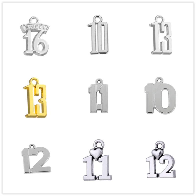 

Dawapara 4/lot From 13-16 DIY Number Birthday Luck Bracelet Charm Necklace Pendant Women and Girl Jewelry