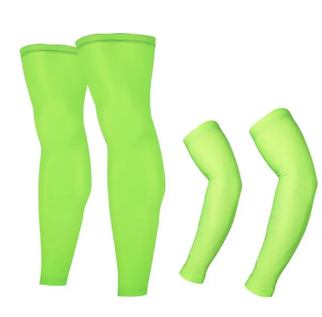 Arsuxeo для мужчин и женщин с защитой от ультрафиолетового излучения для горного велосипеда, велосипедного велосипеда, гетры+ гетры для занятий спортом, бега, солнца, рукава, леггинсы - Цвет: Зеленый