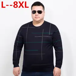 10XL 8XL 6XL 5X социальных хлопок тонкий мужской пуловер Свитера повседневные крючком полосатый вязаный свитер для мужчин masculino Джерси Одежда