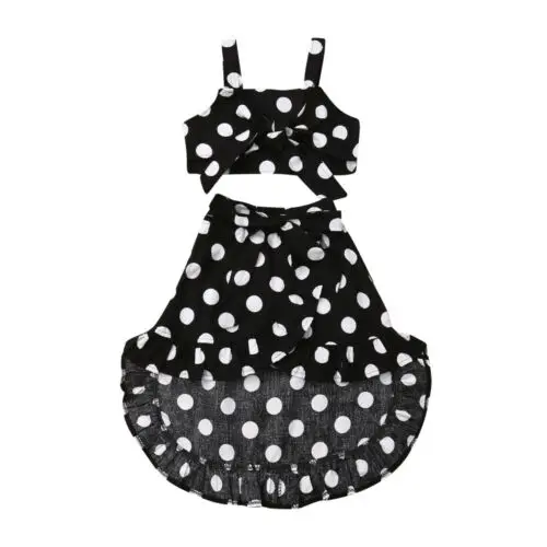 

2Pcs Brand New Newborn Toddler Kids Baby Girls Irregular Bowknot Dress Summer Tops+Skirts Outfits Clothes Sets 1-6Y