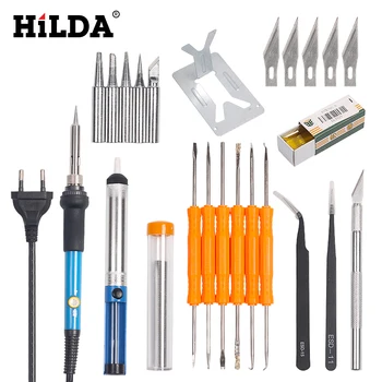 

HILDA 220V/110V 60W Electrical Soldering Iron Adjustable Temperature Soldering Gun Welding Rework Tool Kit For Repair