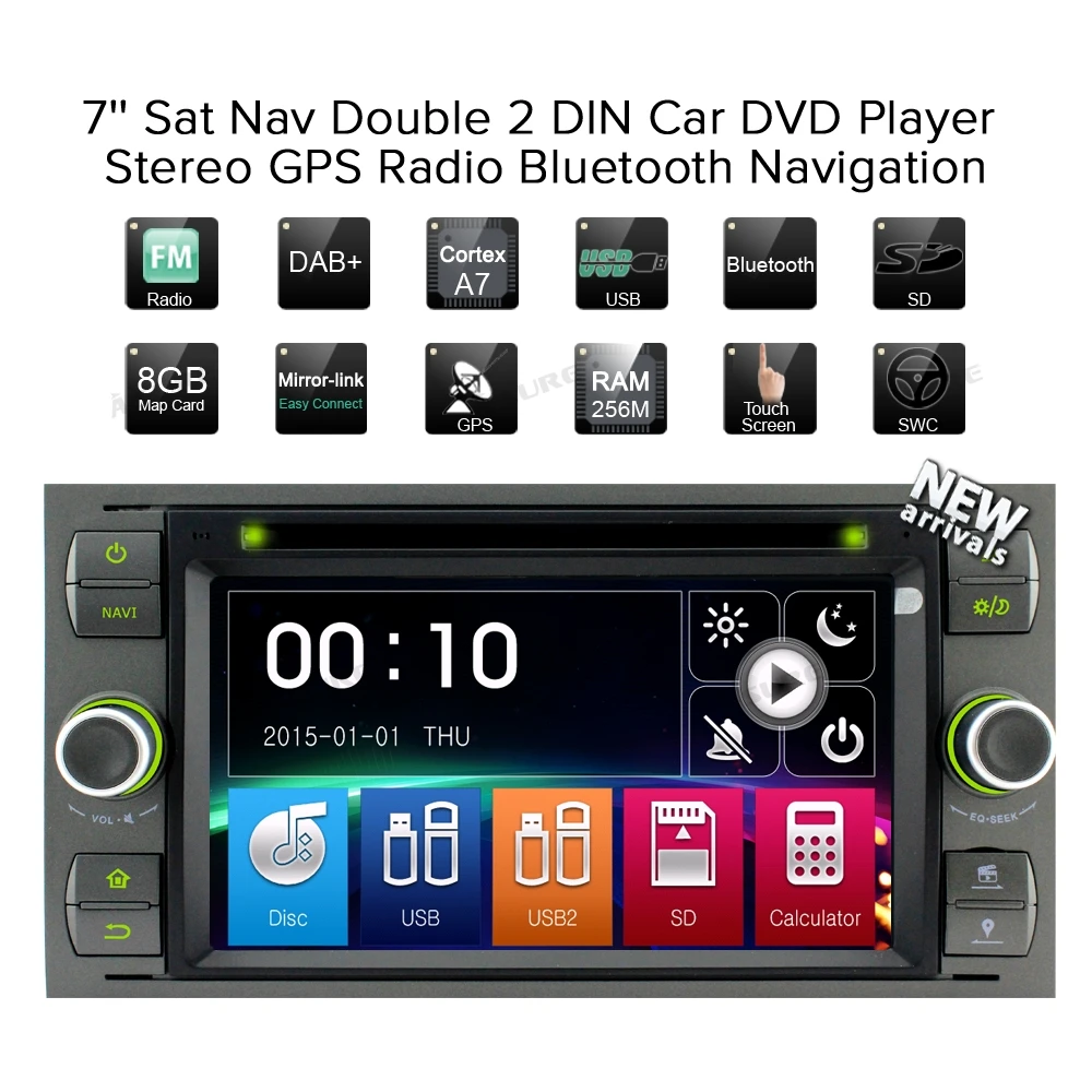 A Sure 2 Din 7 &quotавто радио GPS Стерео DVD плеер навигация для Ford Transit Focus Galaxy S Max C Fusion Fiesta SWC
