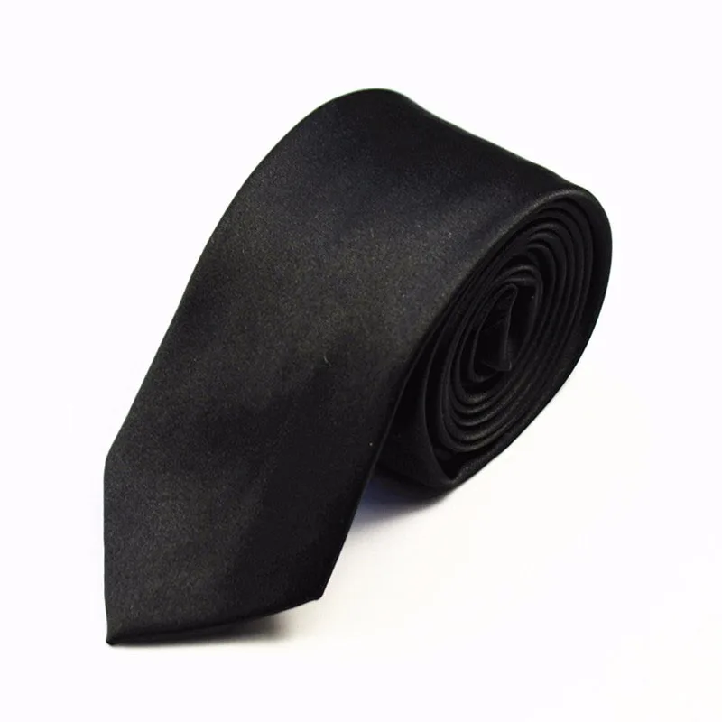 Мужской тонкий галстук, Одноцветный галстук, узкий галстук из полиэстера, ширина 5 см, 35 цветов, королевский синий, золотой, вечерние, формальные, модные галстуки - Цвет: Black