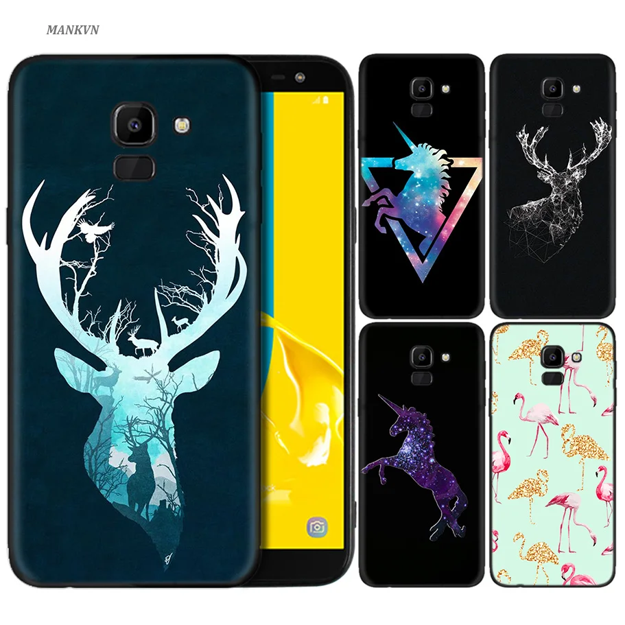 

Cartoon Silicone Case For Samsung Galaxy J4 J6 A6 A8 Plus A7 A9 J8 2018 A5 2017 Soft Cover Shell Plane Unicorn Flamingo Deer Cat