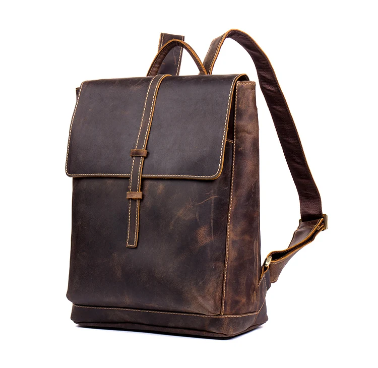 Woosir Handmade Mens Vintage Backpacks Crazy Horse Genuine Leather