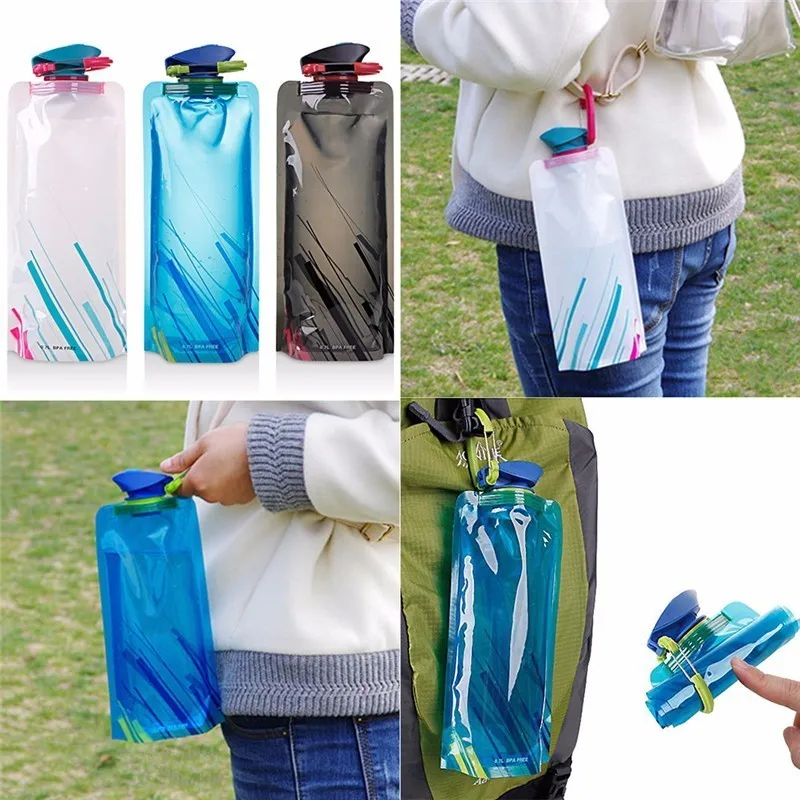 Portable Folding Foldable Water Bottle Durable Outdoor Sports Bag Travel Hiking Environmental BPA Free Kettle