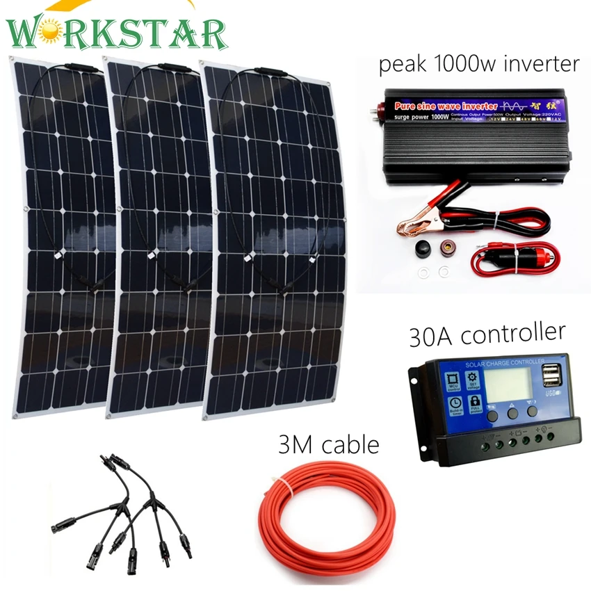 300w Solar Power System Kit For Beginner Flexible Solar Panel 100w With
