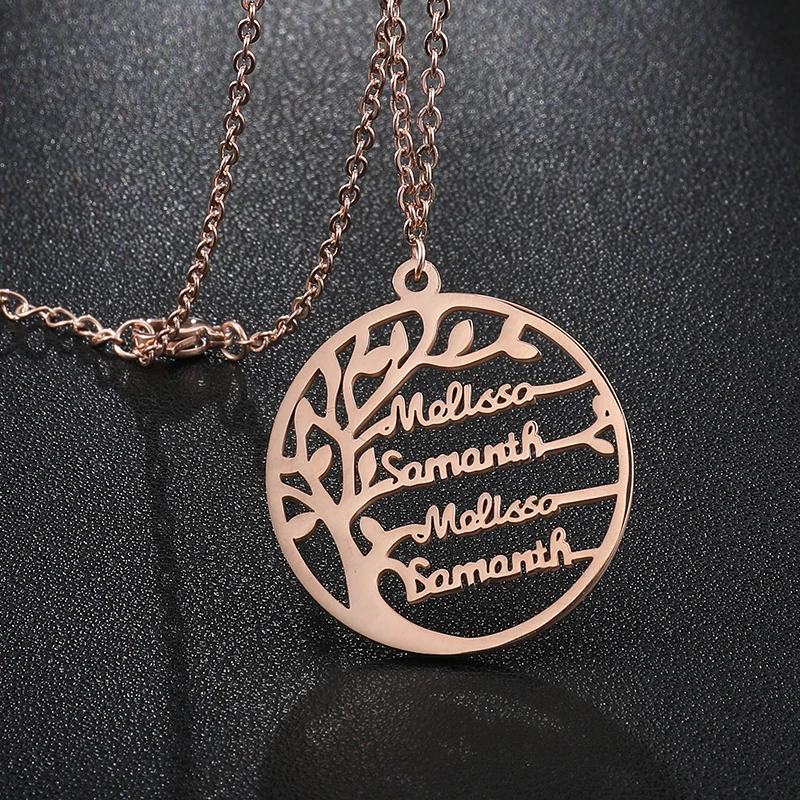

Custom Name Necklace Tree Of Life Golden Family Tree Necklace