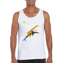 Новые поступления Мода вперед мужские майки Жираф ездить на акуле печатные мужская футболка с круглым вырезом Повседневный жилет