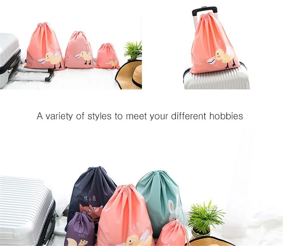 Cute Cartoon Waterproof Storage Bag For Clothing Shoes Underwear Kawaii Organizer Bag Drawstring Bag Housekeeping Stationery Bag (8)