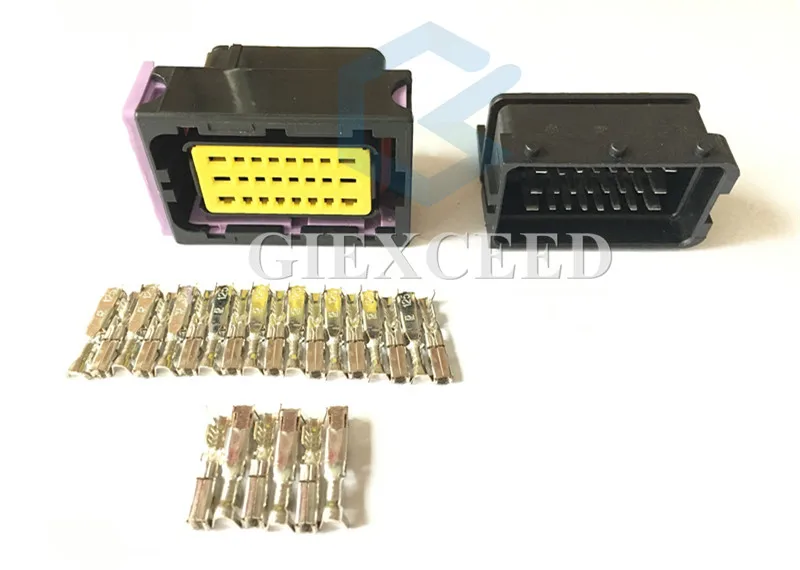 

24 Pin 24 Way FCI 211PC249S8005/211PC249S8005 Automotive Connector Male Female Auto ECU PCB Socket Black Plug