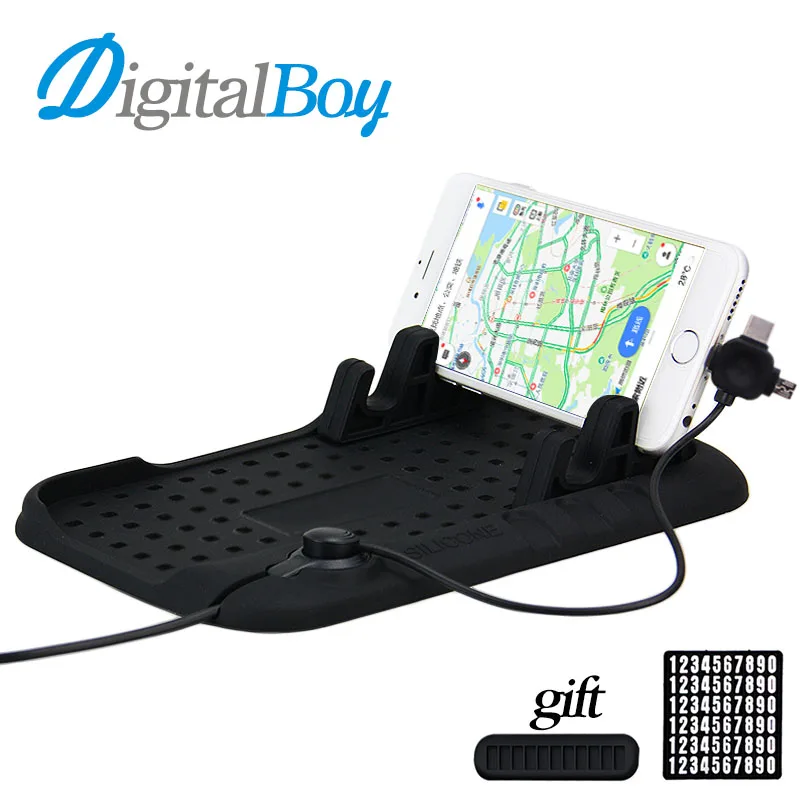 

Digitalboy Car Phone Pad Holder Mobile Pad Adjustable Bracket Stand 3 in 1 USB Charging Car Mount Port for iPhone Samsung Type-C