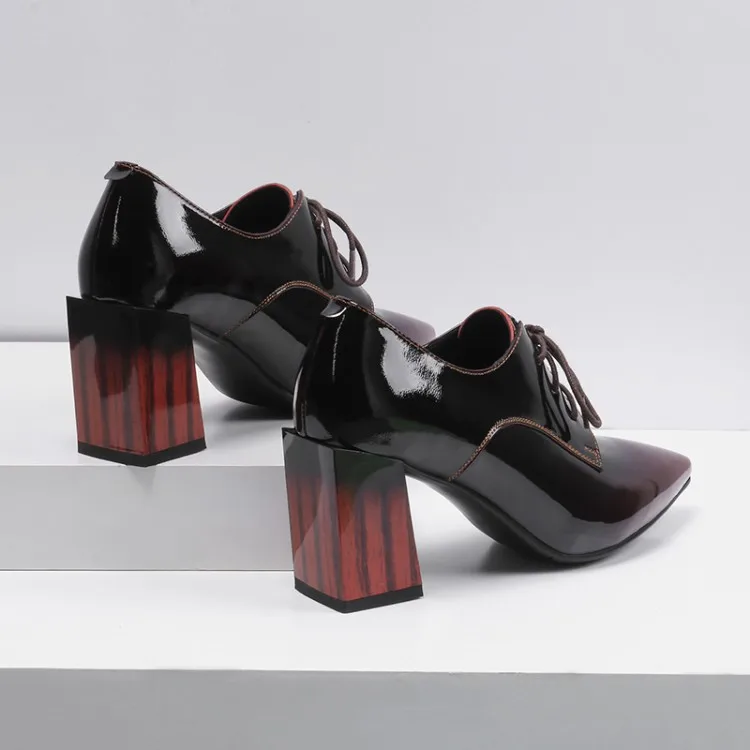 MLJUESE/ женские туфли-лодочки; сезон осень-весна; женские вечерние туфли на высоком каблуке из коровьей кожи на шнуровке в римском стиле; цвет винный, красный; Размеры 33-43