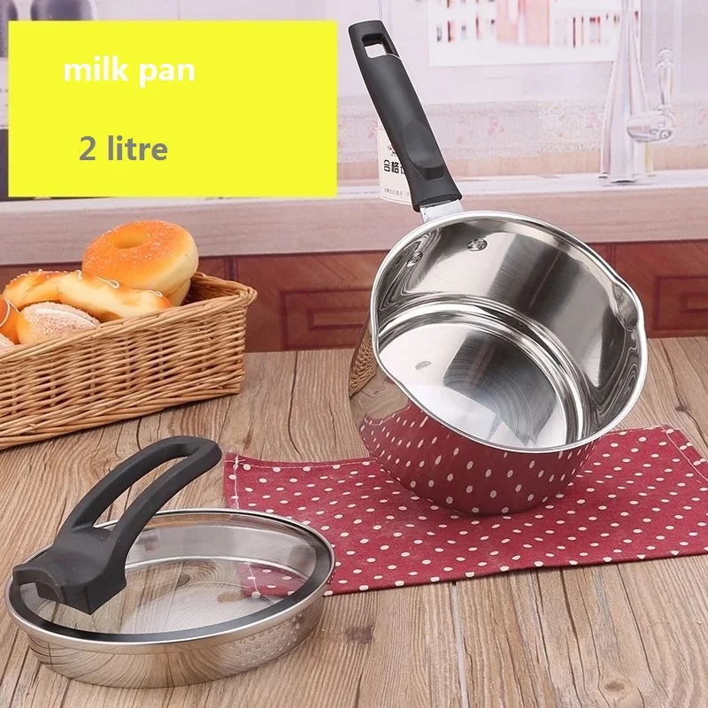 

FREE SHIPPING MILK PAN STOCK POT INOX HIGH QUALITY COOKING POT CAUSEPAN 2L CASSEROLE COOKWARE