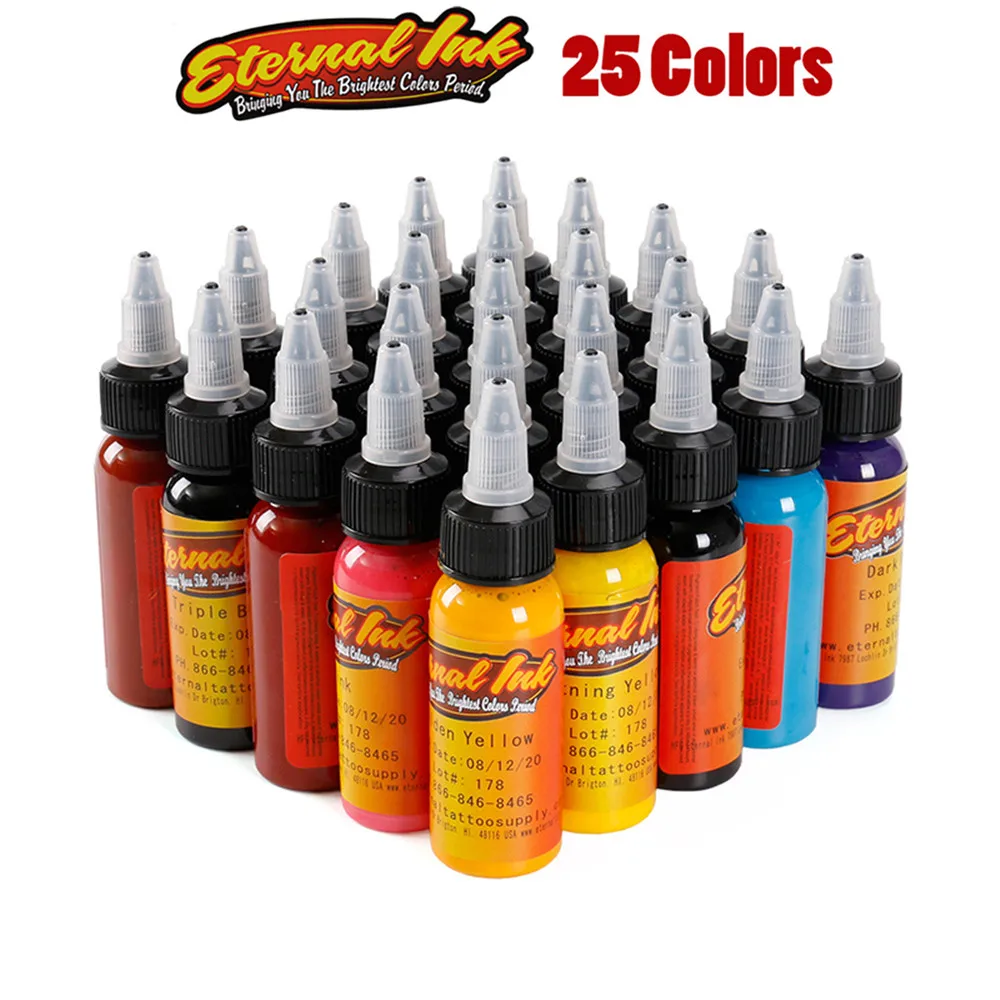 

25pcs Tattoo Ink Set 30ml/bottle Permanent Art Pigment Eyebrow Wrap Eyebrow Pencil Tattoo Color