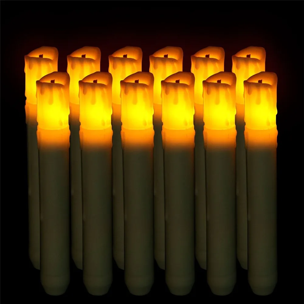 12pcs Battery Operated Flameless Taper Candles, Flickering LED Taper