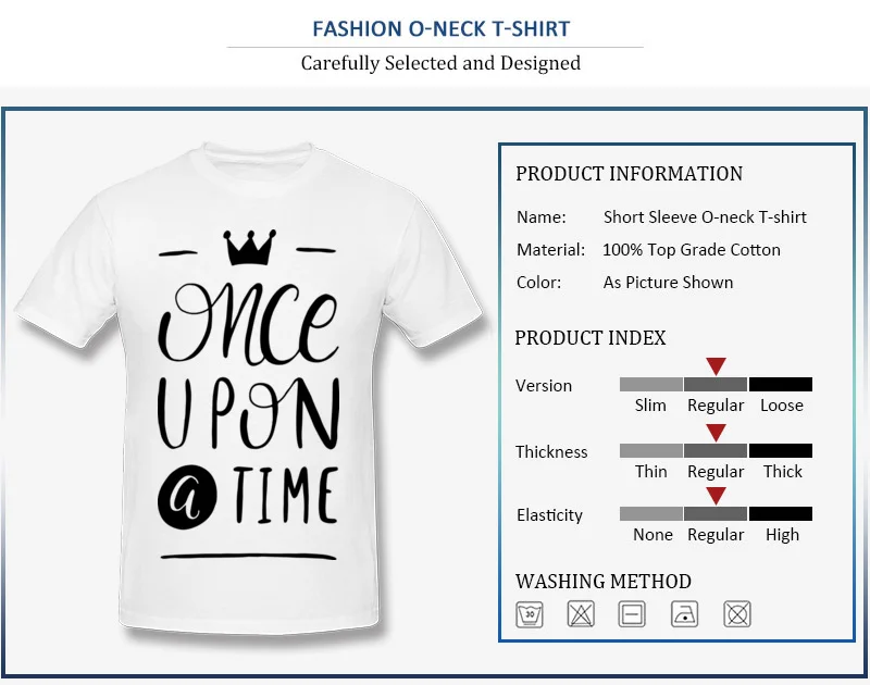 Once Upon a Time Men T Shirt Dominant Funny Tops Tees Pure Cotton Crewneck Short Sleeve Normal Tee Shirt Lovers Day Once Upon a Time