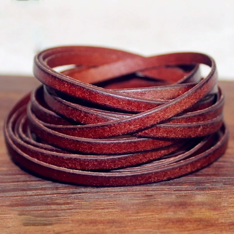 REGELIN 2meter Coffee Cow Leather Strap Findings 3/4/5/8/10mm Flat Leather Cord String Rope DIY Necklace Bracelet Making