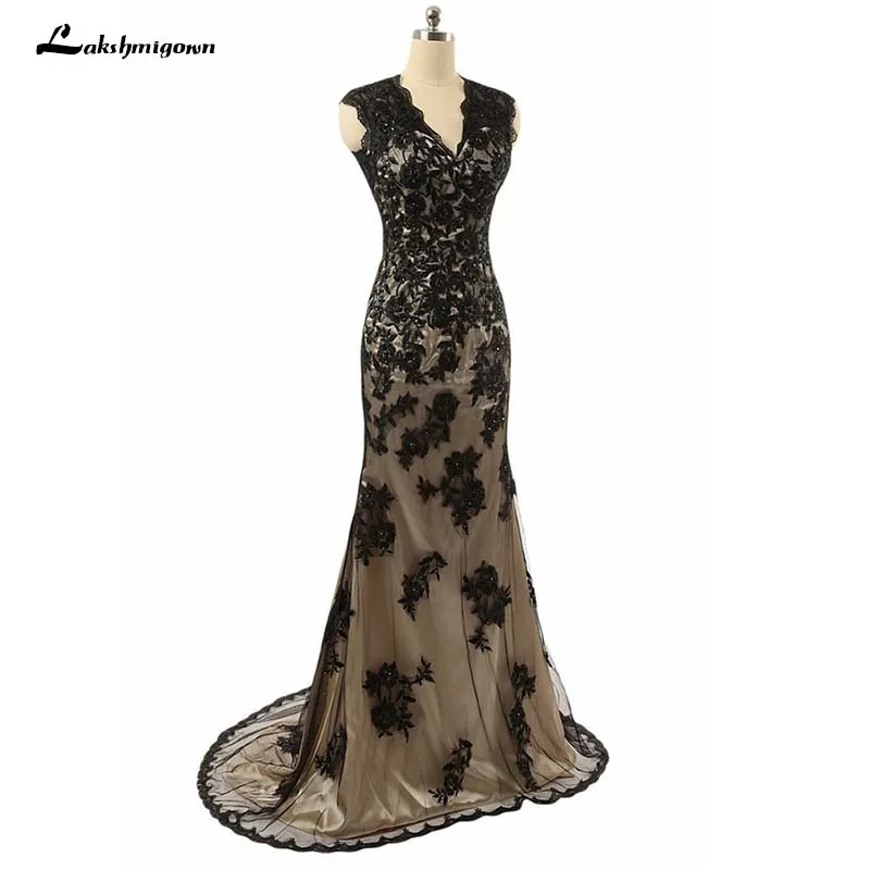 

Lakshmigown Elegant Black Lace Mermaid Mother of the Bride Dress Abendkleider 2019 Formal Wedding Guest Dress Long Mother Groom