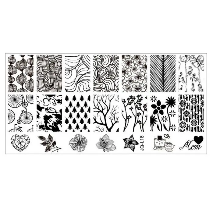 

6*12cm Nails TemplateStainless Steel Nail Art Stamping Plates Geometric Sports Stamp P30 F35