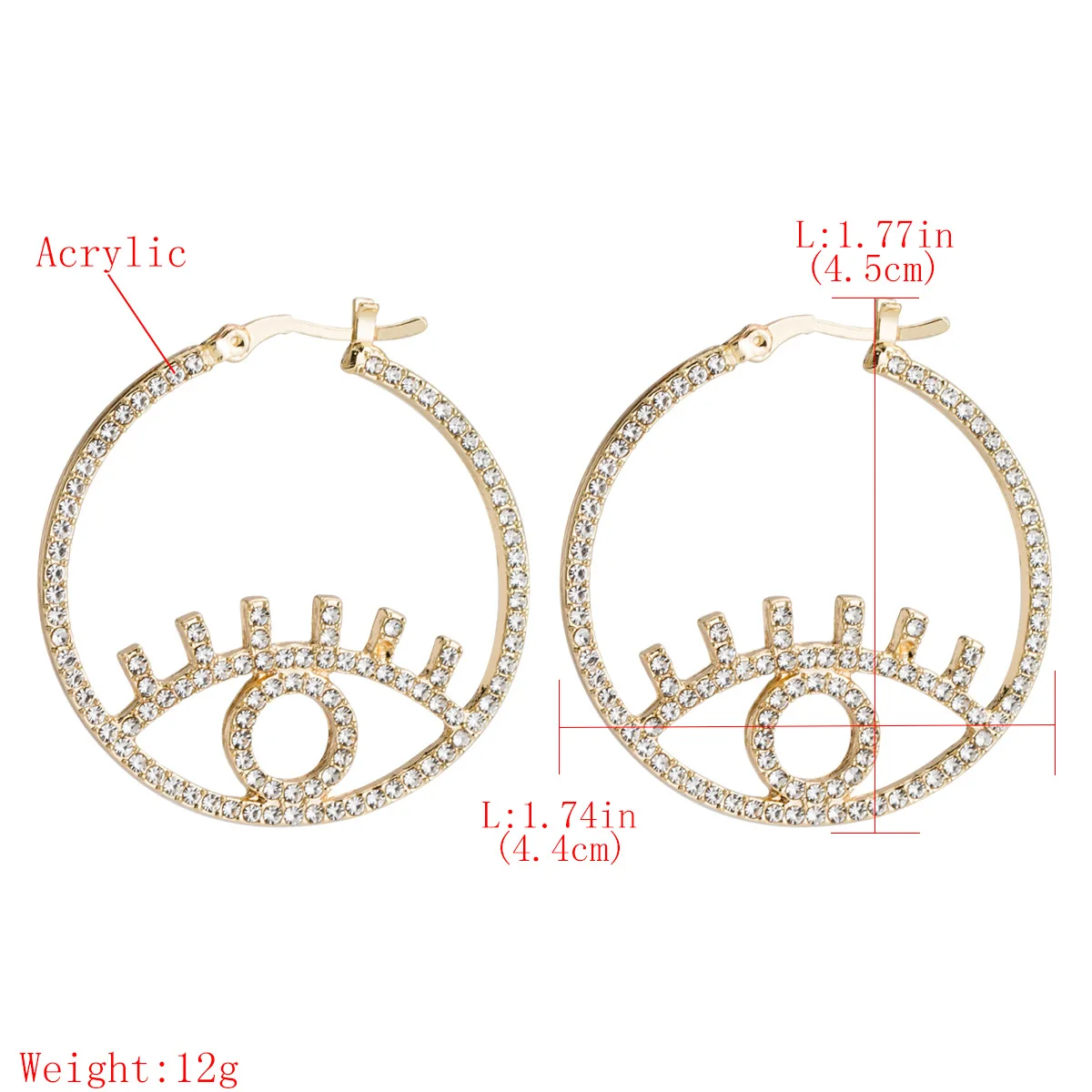 2019 Cheap Acrylic Eye Loop Earrings Clip On Hoop Round Chandbali Circle Earring For Women