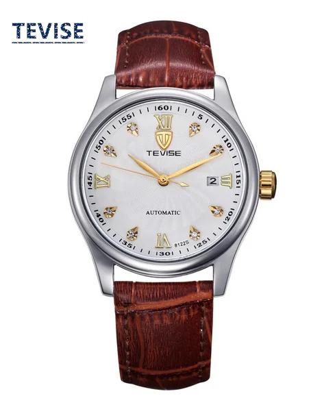 

New Arrival Men's Self-Wind Mechanical Watch Fashion Waterproof Calendar Watches Golden And White Dial Men Watches B027