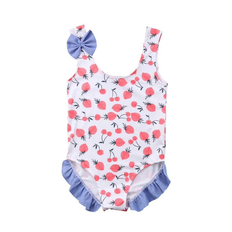 Купальный костюм для новорожденных девочек; купальный костюм с оборками и принтом; пляжные летние бикини