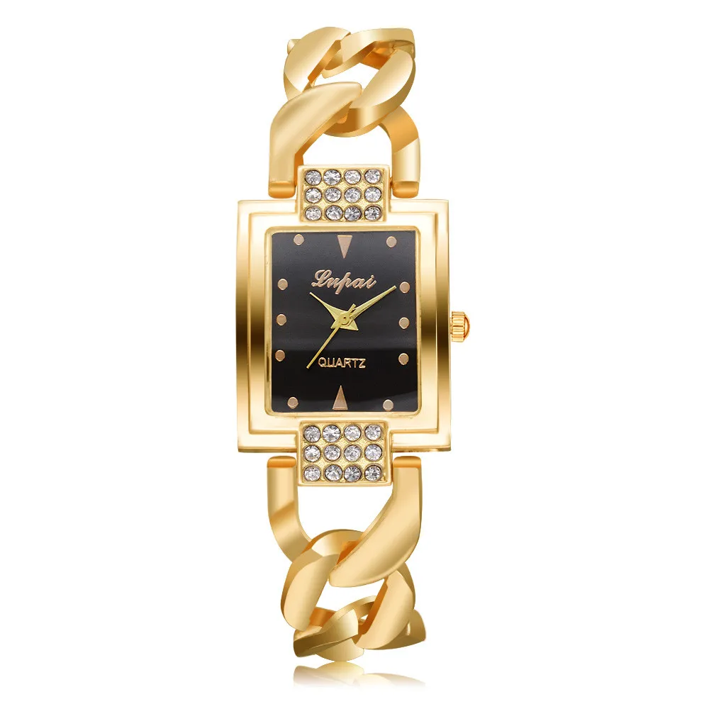 Модные женские часы, стразы, роскошный бренд, браслет из нержавеющей стали, часы для девушек, кварцевые, под платье, часы, Reloj Mujer P40 - Цвет: Gold