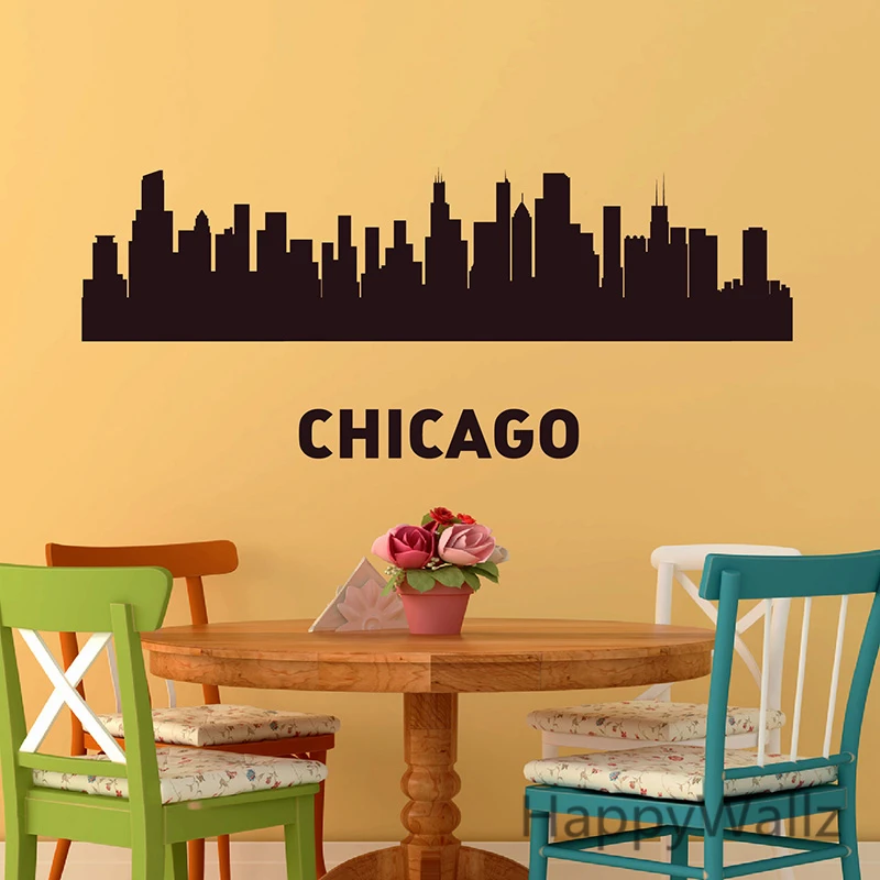 3d City Landscape Wall Stickers Modern City Wall Decals DIY Decorating