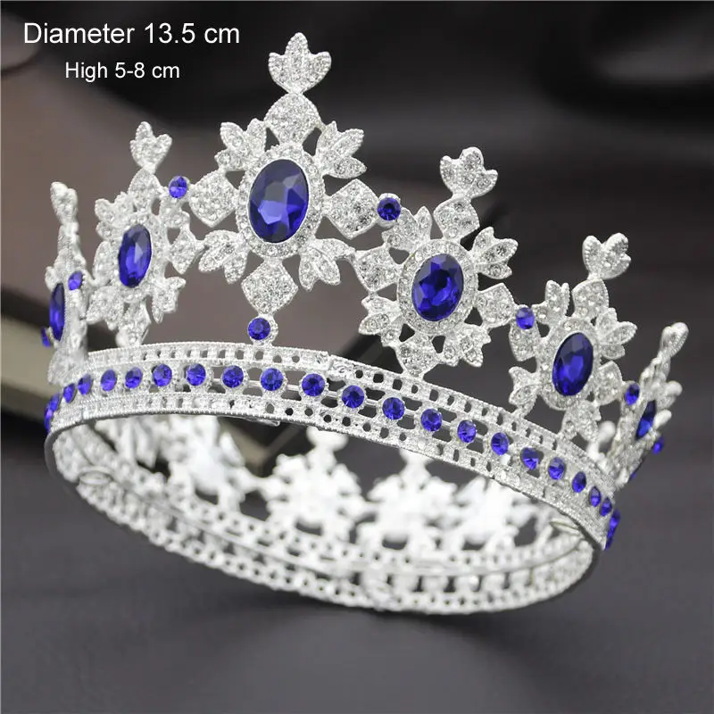Модные Королевский queen свадебная тиара коронки для принцессы диадема невесты корона Пром Украшения для волос Свадебные украшения для волос - Окраска металла: Silver Blue