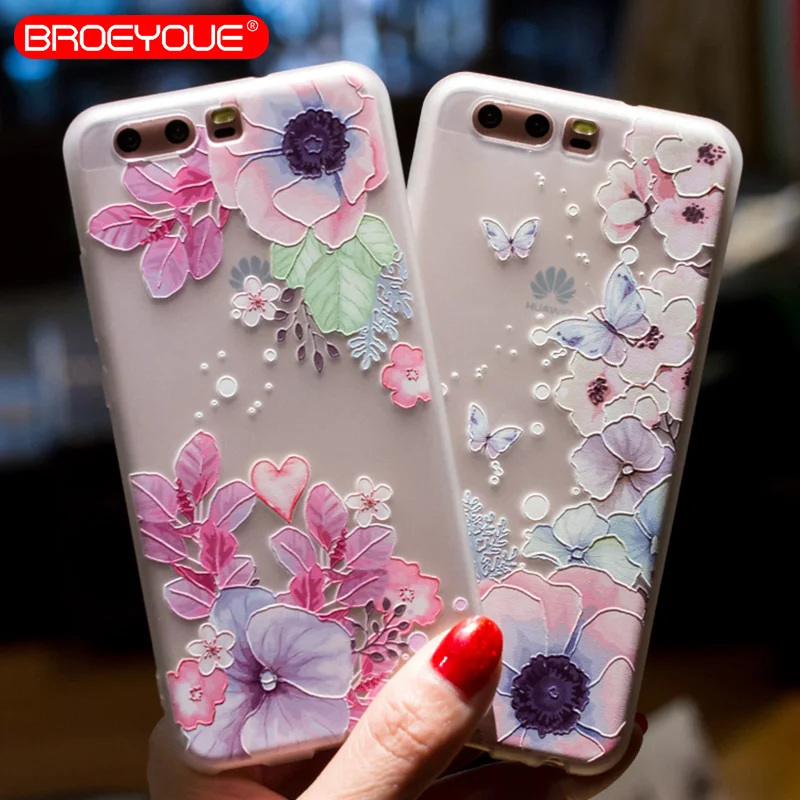 

BROEYOUE Case For Huawei Honor 6X 9 P10 P9 P8 Lite Nova 2 Plus Relief Silicone Phone Case Ultra Thin Matte Back Cover Cases