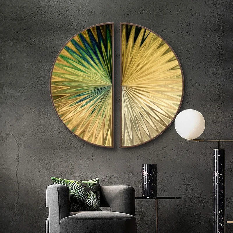 Modern abstract porch decorative painting Creative semicircular mural Sofa background wall 50cm 70cm Round painting
