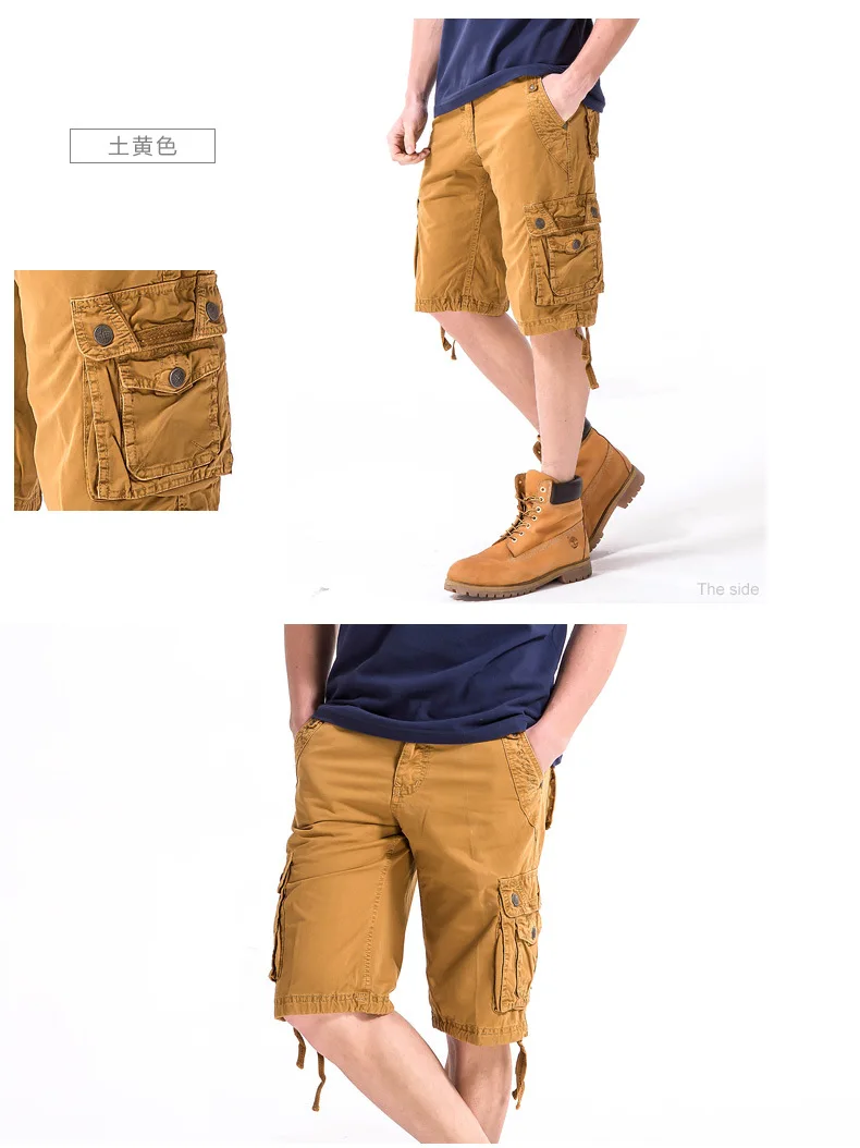 Высокое качество модный стиль мужские укороченные штаны путешествовать пляж мужские брюки-карго Шорты случайные стиральная короткие брюки