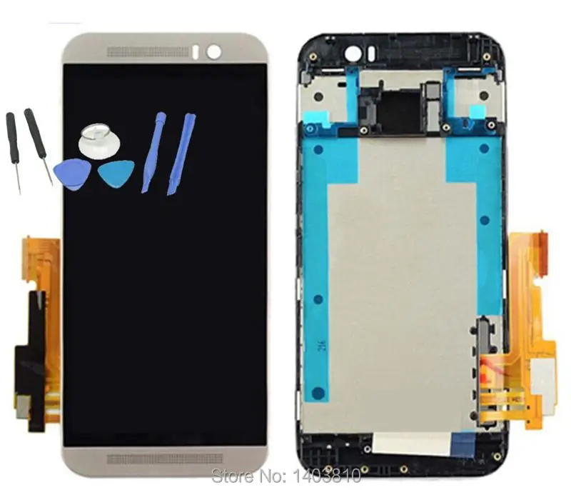 

New Original For HTC One M9 LCD Display + Touch Digitizer Screen with Frame +Tools Replacement Silver Color
