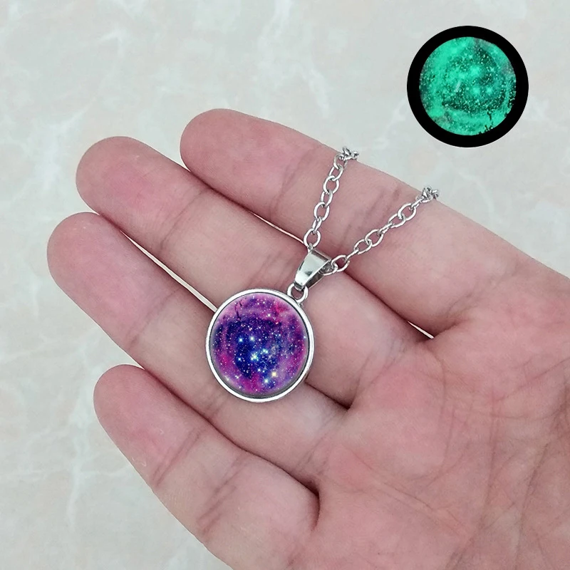 

2019 New Nebula Galaxy Double Sided Pendant Necklace Universe Planet Jewelry Glass Art Picture Handmade Statement Necklace