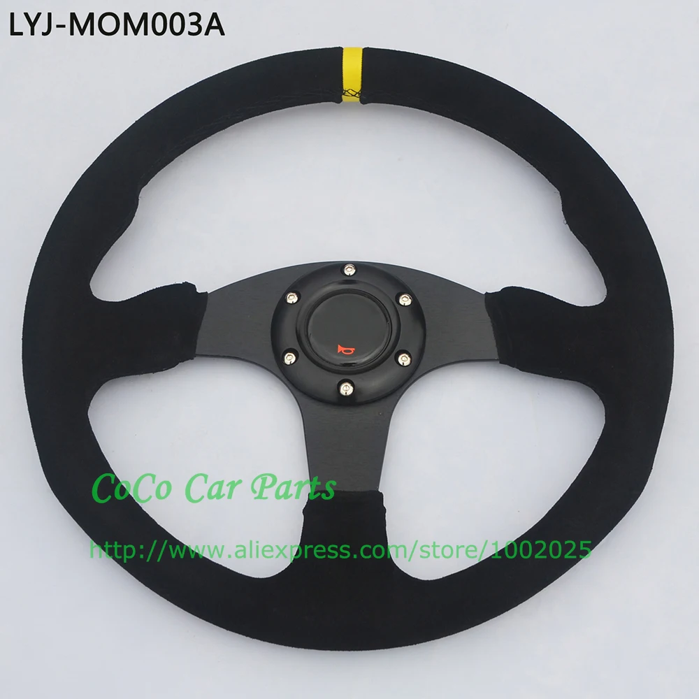 Suede Flat Steering Wheel 350mm Racing Car Steering Wheel Flat Racing